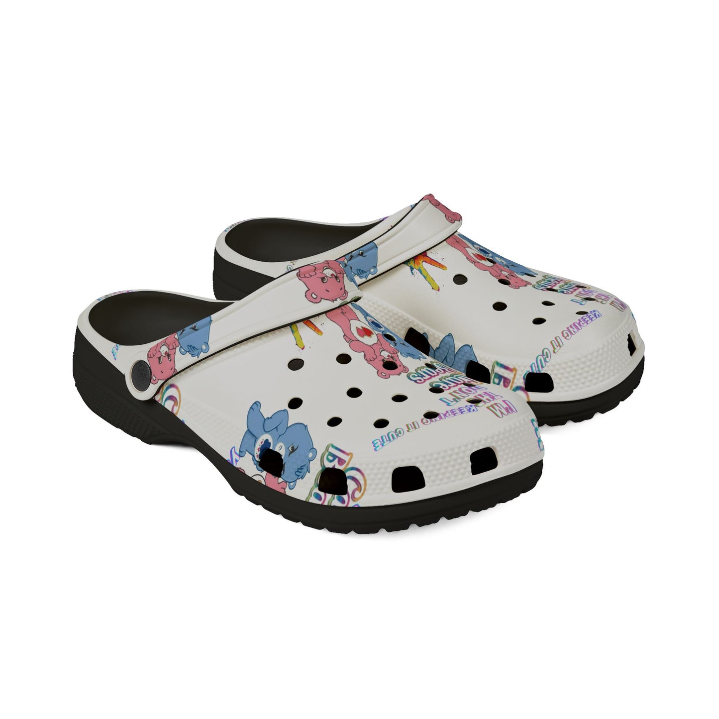 I don’t Care Bears crocs — "I’m Ok I Don’t Care" Printed Comfort Shoes