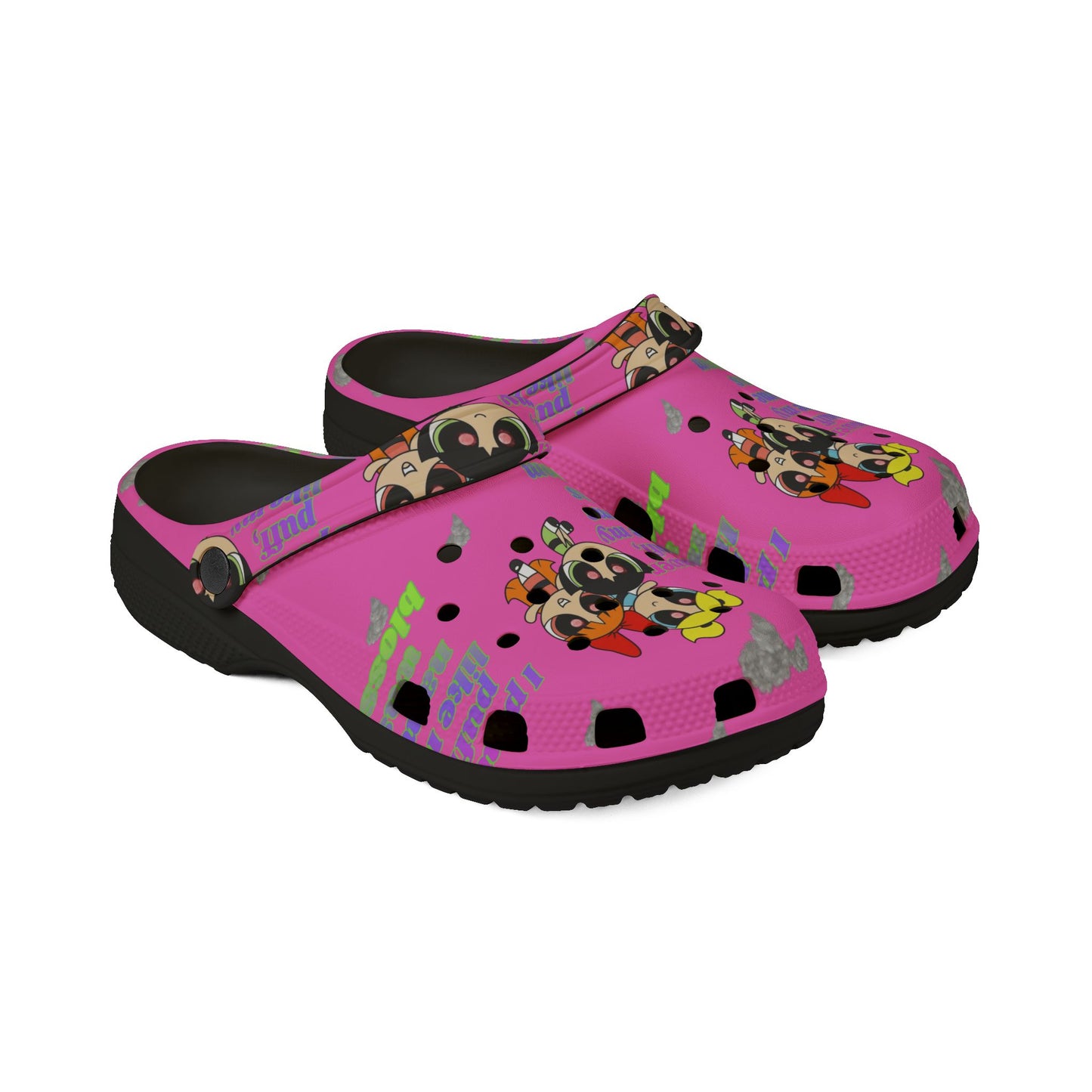 Powerpuff crocs - 'Think Blossom' Cartoon Slip-On Shoes