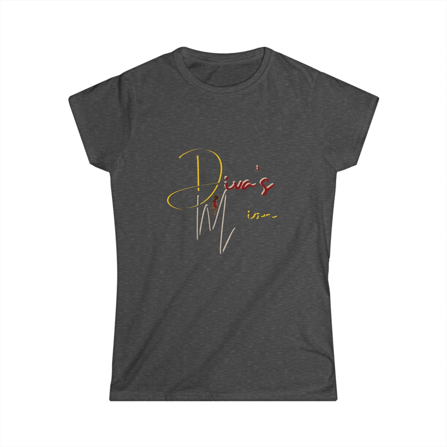 White Women's Tee - 'Diva's Mission' Script Logo Graphic