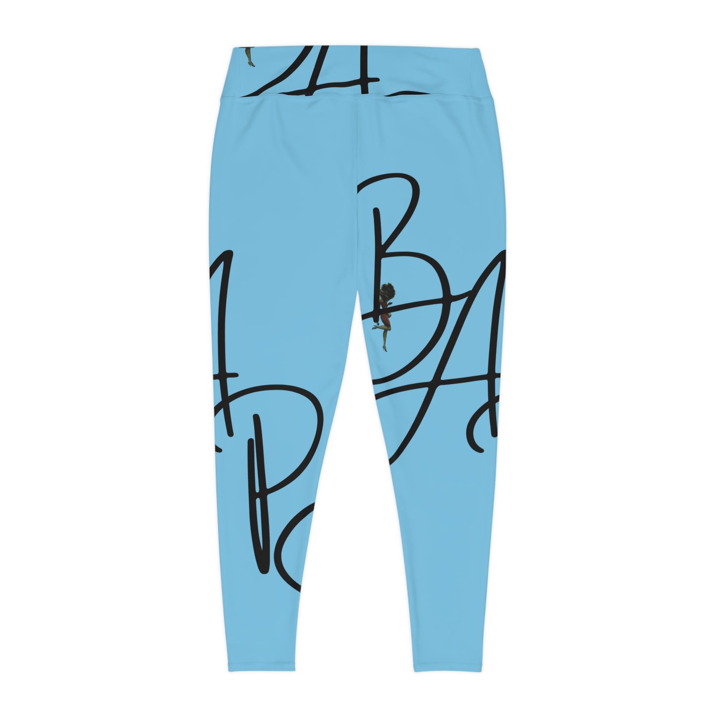 B.A.p.S-Plus Size Leggings — blue Script Monogram All-Over Print