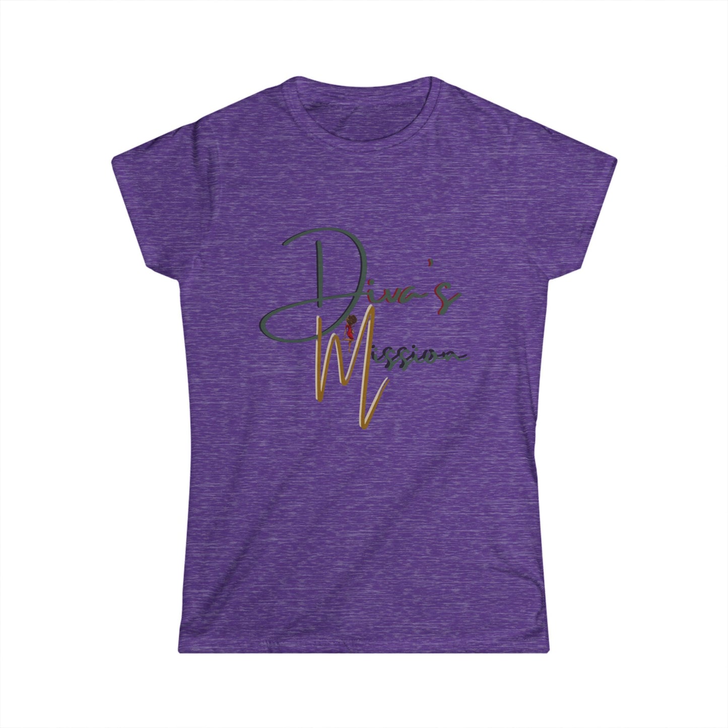 Green Women's Tee - 'Diva's Mission' Script Logo Graphic