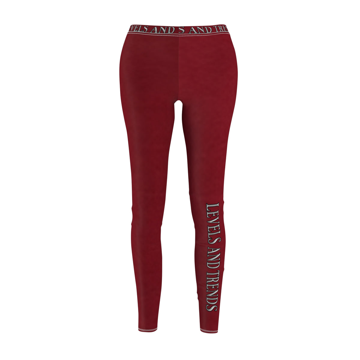 Burgundy  Levels and Trends Leggings — All-Over Printed Casual Women's Leggings