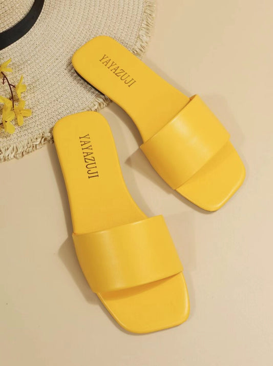 Ladies Comfortable Flat Square Head Beach Sandals