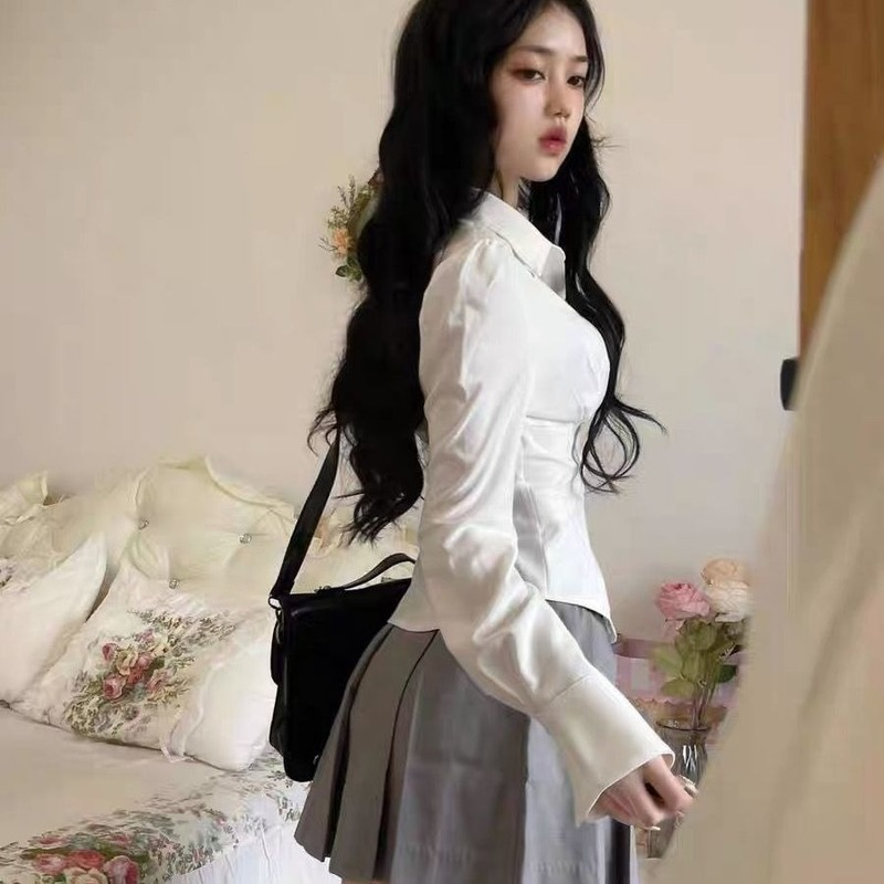 Elegant White Blouse - Korean Fashion Slim Fit
