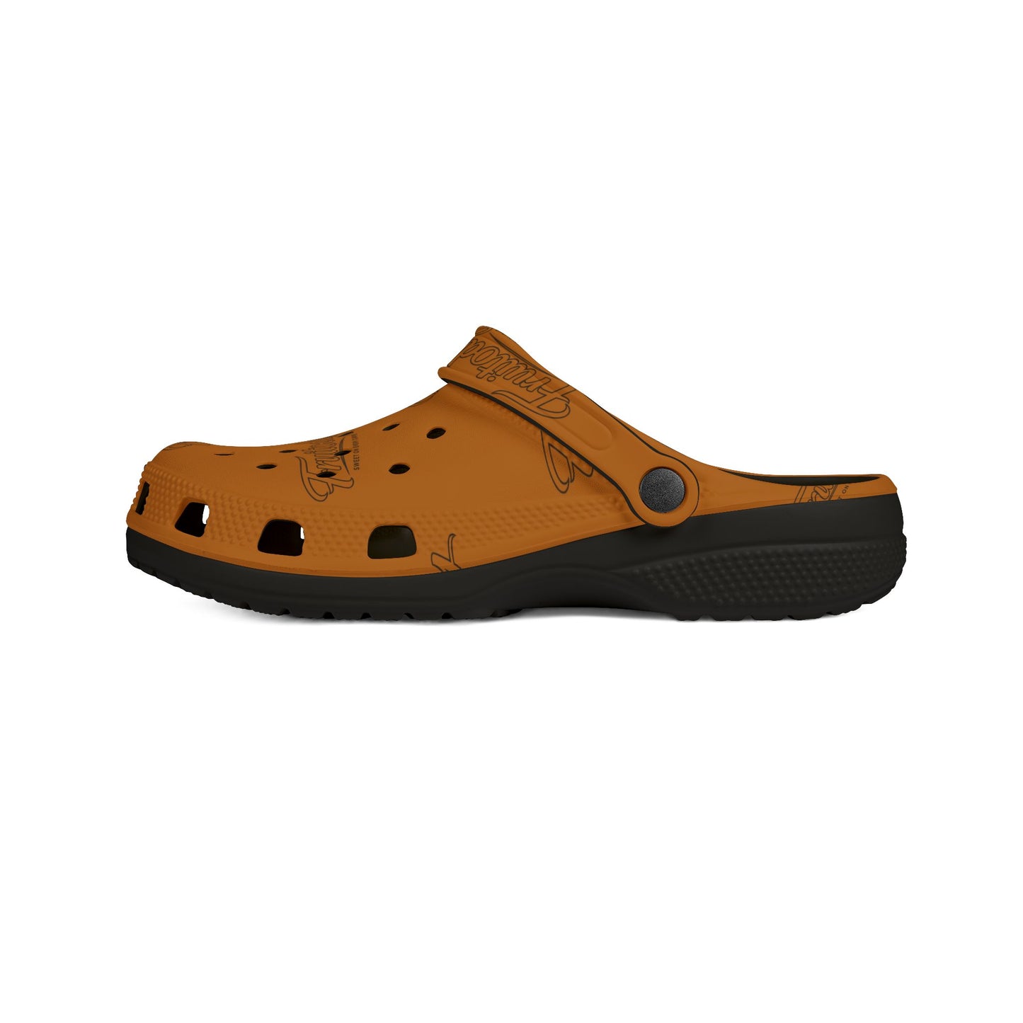 Orange FRUITODY-Foam Clogs — Comfortable Slip-On Shoes with All-Over Logo Print