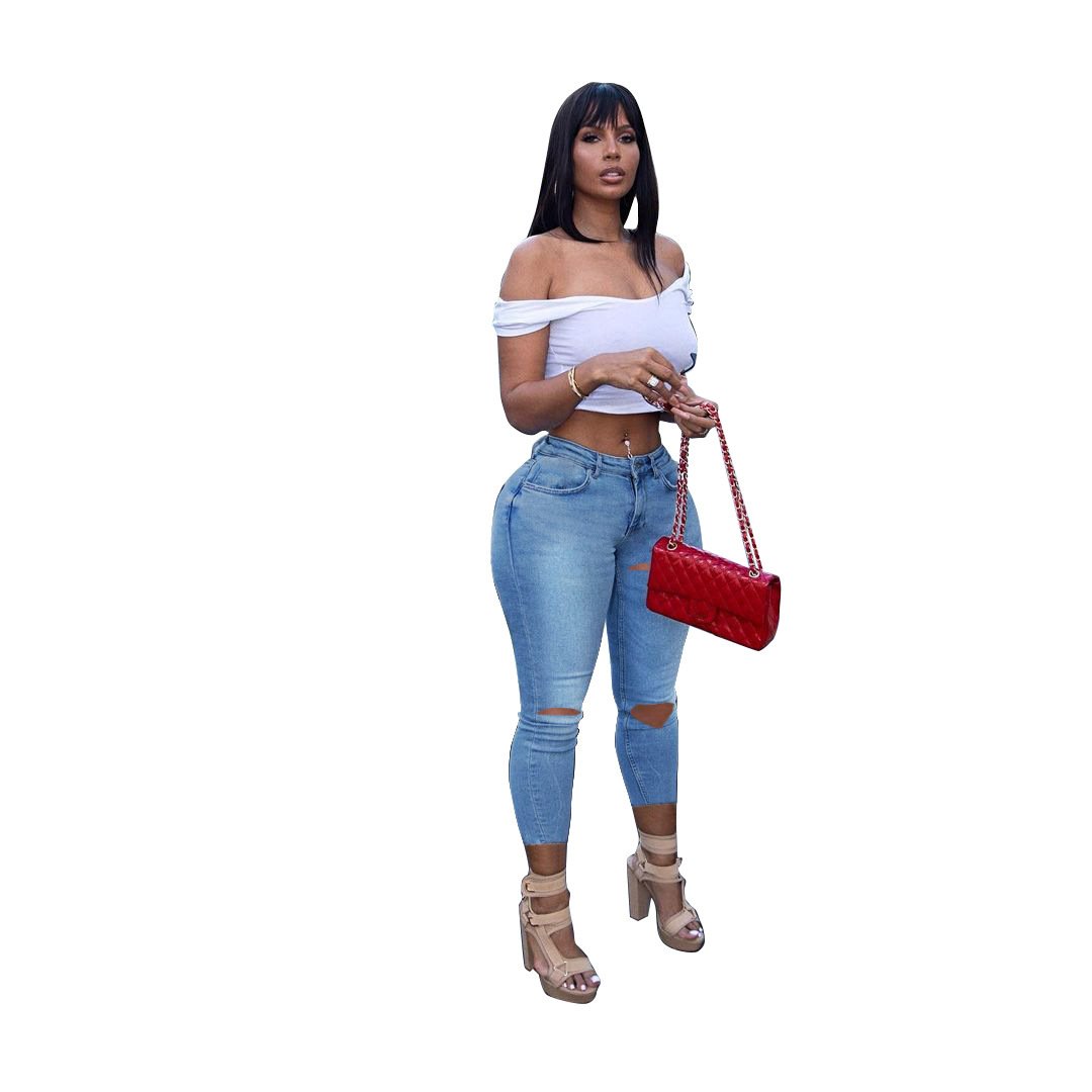 Women's High Elastic Denim Pencil Pants