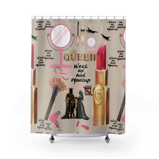 Glam Queen Shower Curtain - Stylish Bathroom Decor, Makeup Art, Gift for Makeup Lovers, Unique Home Accents, Beauty Inspiration
