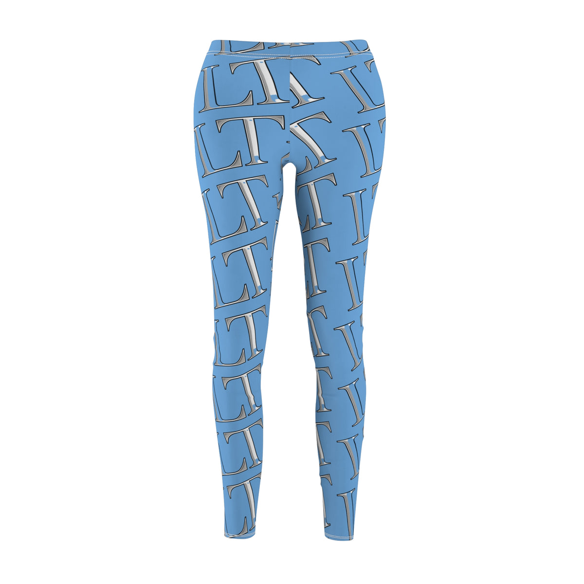 Light blue LT Monogram Pattern Leggings — All-Over Printed Casual Women's Leggings