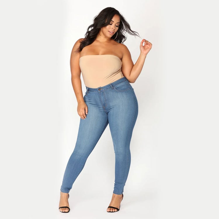 Plus Size Women's High Elastic Denim Pencil Pants