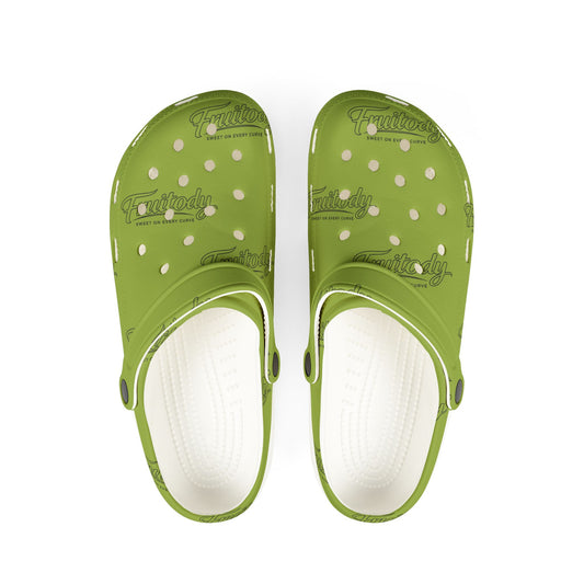 Kiwi FRUITODY-Foam Clogs — Comfortable Slip-On Shoes with All-Over Logo Print