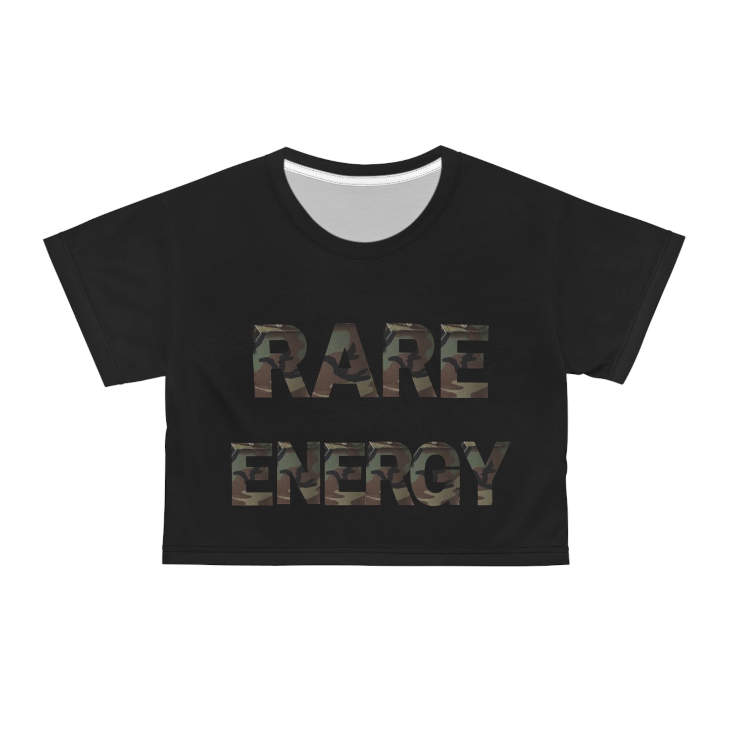 Rare Energy Crop Tee — Bold Color Brush Script Feminine Pride Top