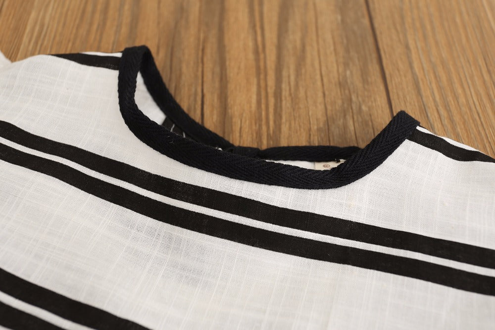 Girls' Ruffled Stripe Blouse for Spring/Summer Tops