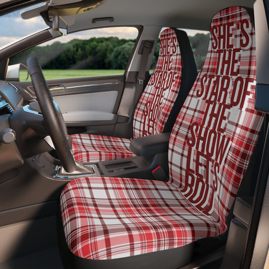 Plaid "Let’s Roll" Car Seat Covers