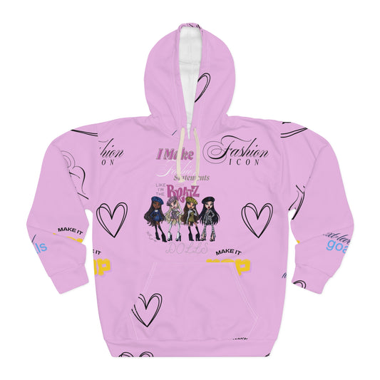 Fashion girl Bratz Pink All-Over Print Hoodie — Fashion Icon "I'm the Bratz" Graphic