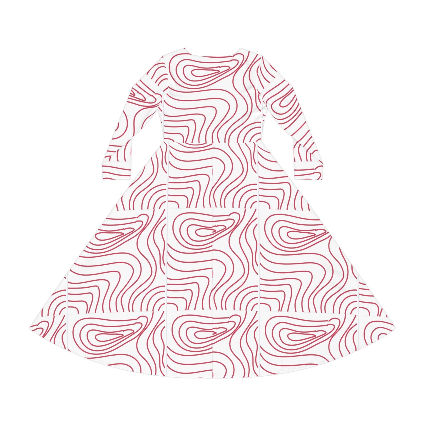 Women's Long Sleeve Dance Dress — Pink Abstract Swirl AOP