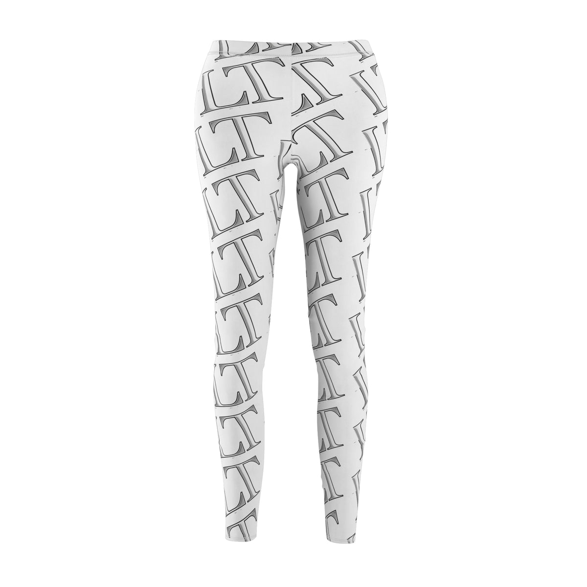 LT Monogram Pattern Leggings — All-Over Printed Casual Women's Leggings