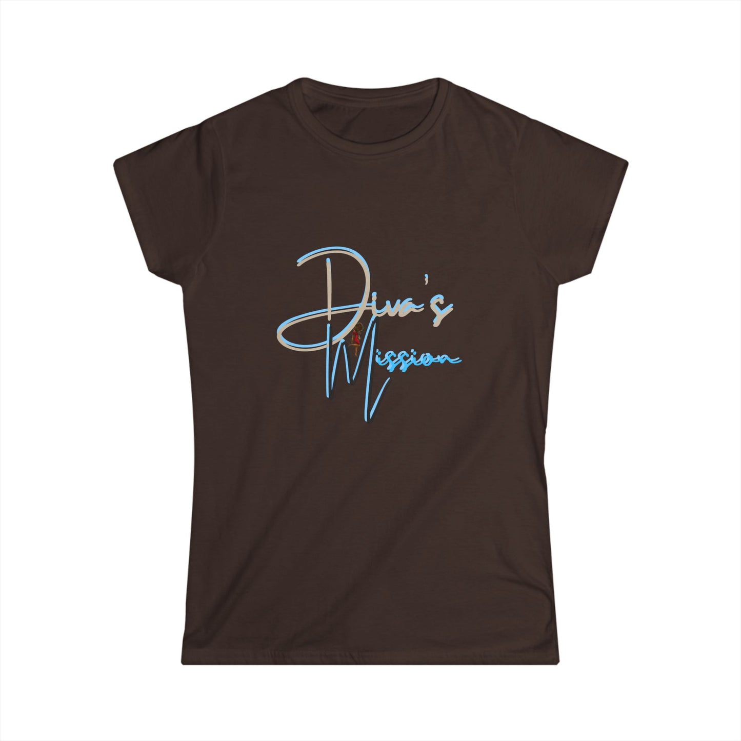 Blue Women's Tee - 'Diva's Mission' Script Logo Graphic