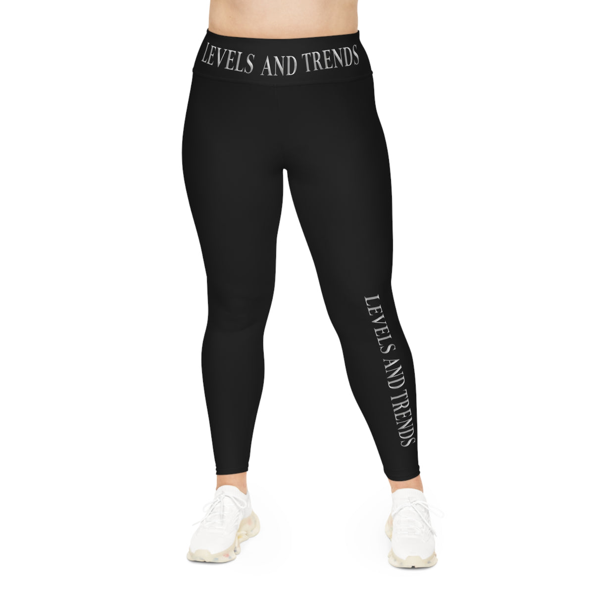 Plus Size Leggings —black  'Levels and Trends' All-Over Print