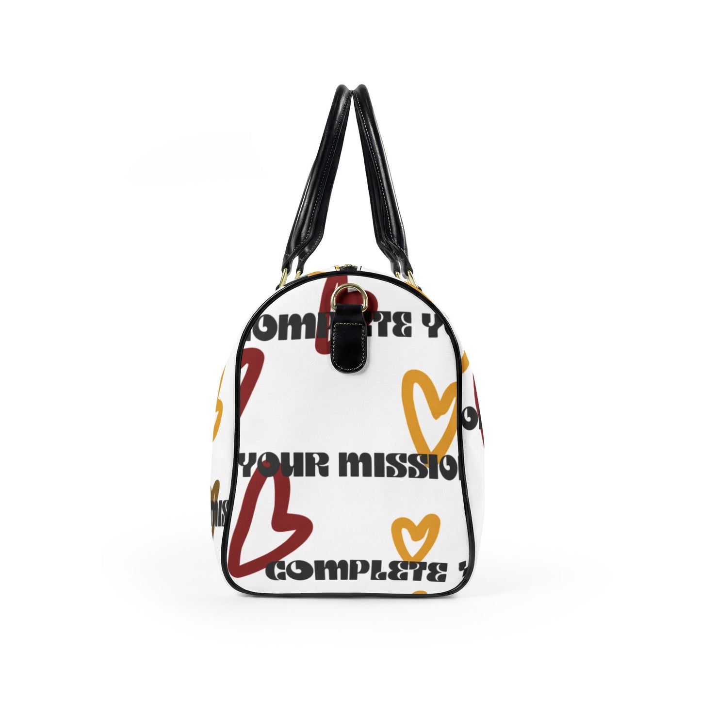 Leather Travel Bag — "COMPLETE YOUR MISSION -Graphic Weekender for Baddies