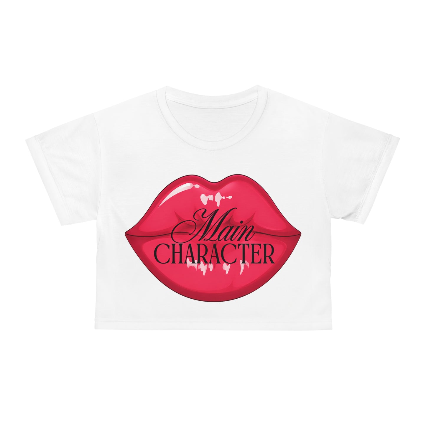 Main character Crop Tee — Bold Color Brush Script Feminine Pride Top