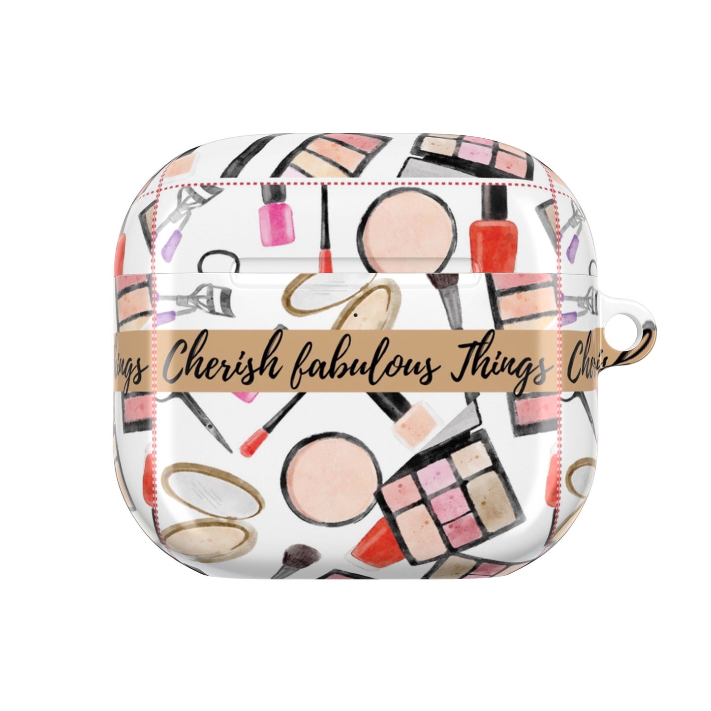Cherish fabulous things -Makeup Pattern AirPod Case — “Cherish Fabulous Things” Cosmetic Design