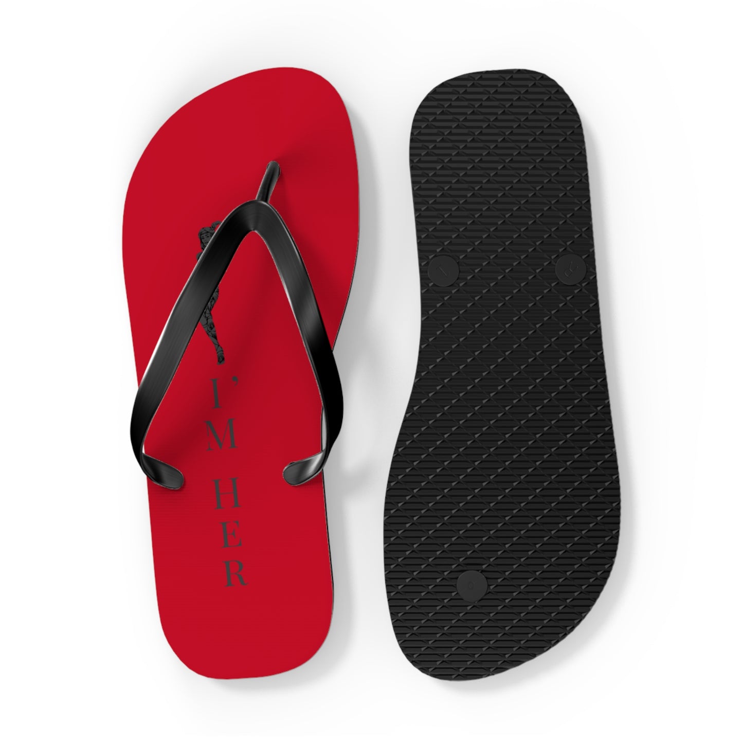 Red 'I'm Her' Flip Flops – Couples Beach Sandals