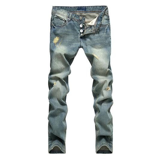 Light-Colored Nostalgic Men's Denim Trousers