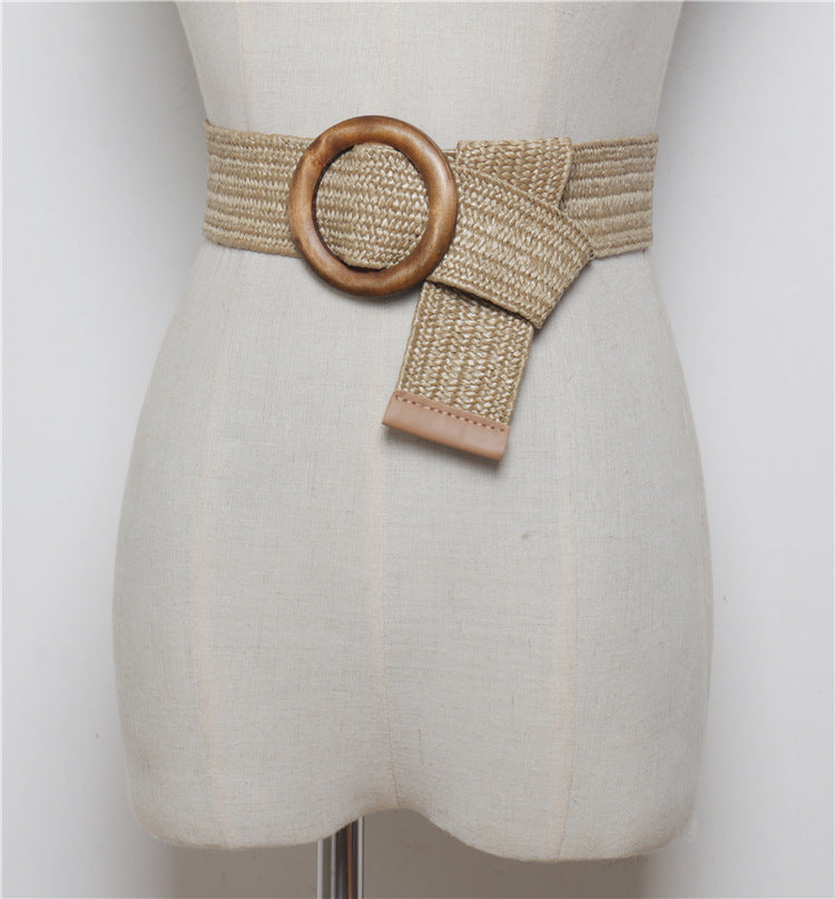 Bohemian Woven Belt with Round Buckle for Dresses