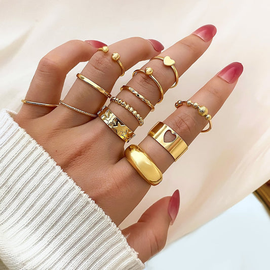 Retro Artistic Relief XINGX 12-Piece Ring Collection