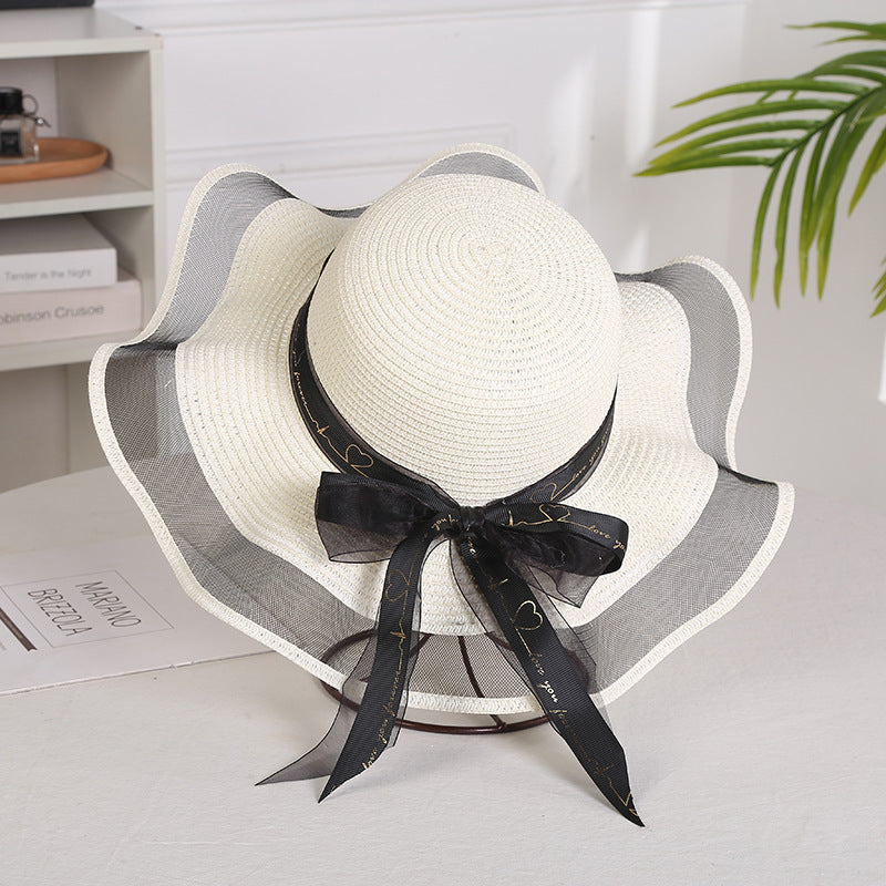 Elegant Ladies Mesh Straw Hat with Wide Brim