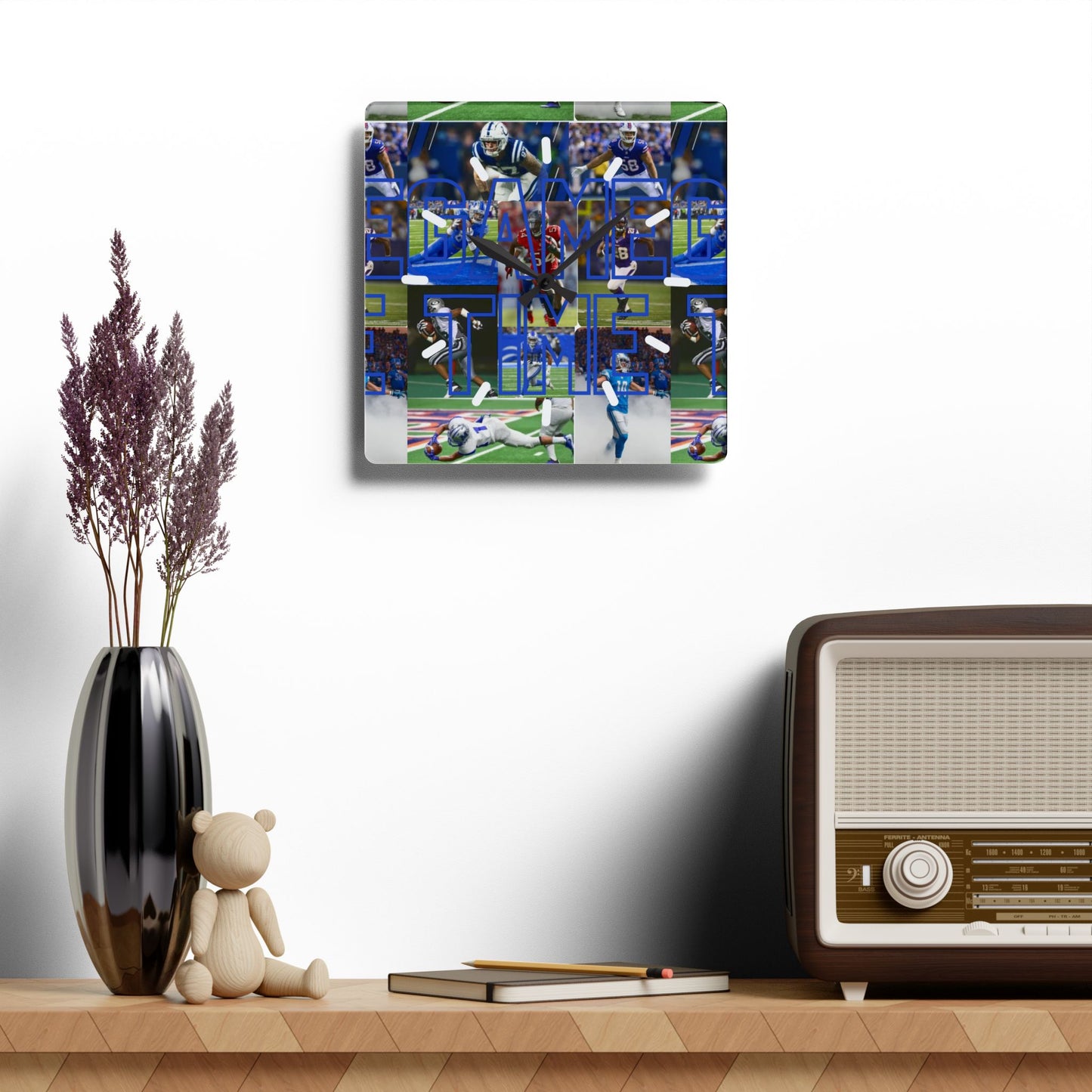 Acrylic Wall Clock, Sports Decor, Game Day Gift, Home Office Decor, Football Fan Wall Art, Unique NFL Merch