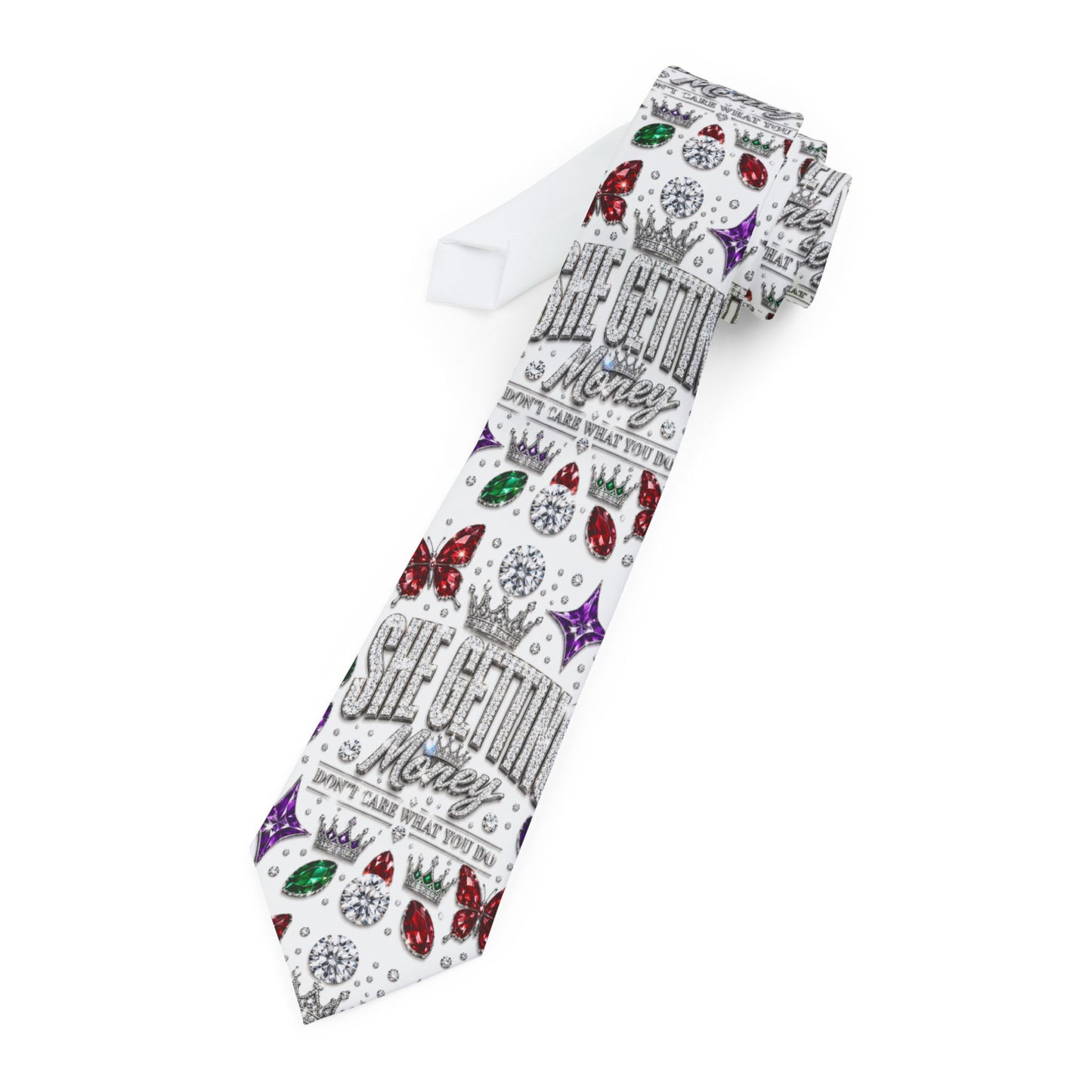 She getting money Necktie — Festive Ornaments & 'Merry' Script Holiday Tie