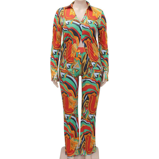 Plus Size 2 Piece Set for Women - Tops & Flare Pants