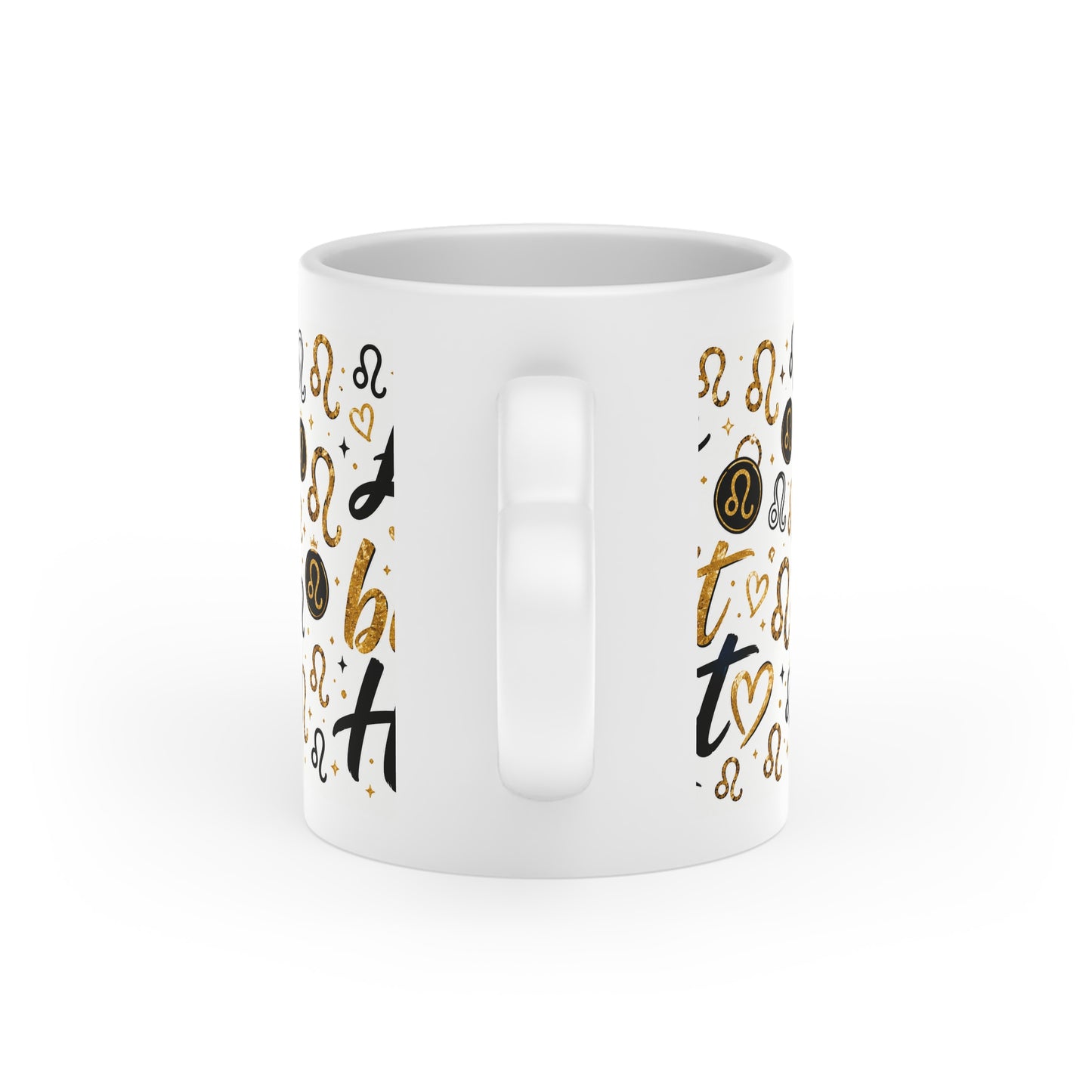 Leo Zodiac Mug — "Leos Have the Biggest Heart" Gold & Black Astrology Coffee Cup