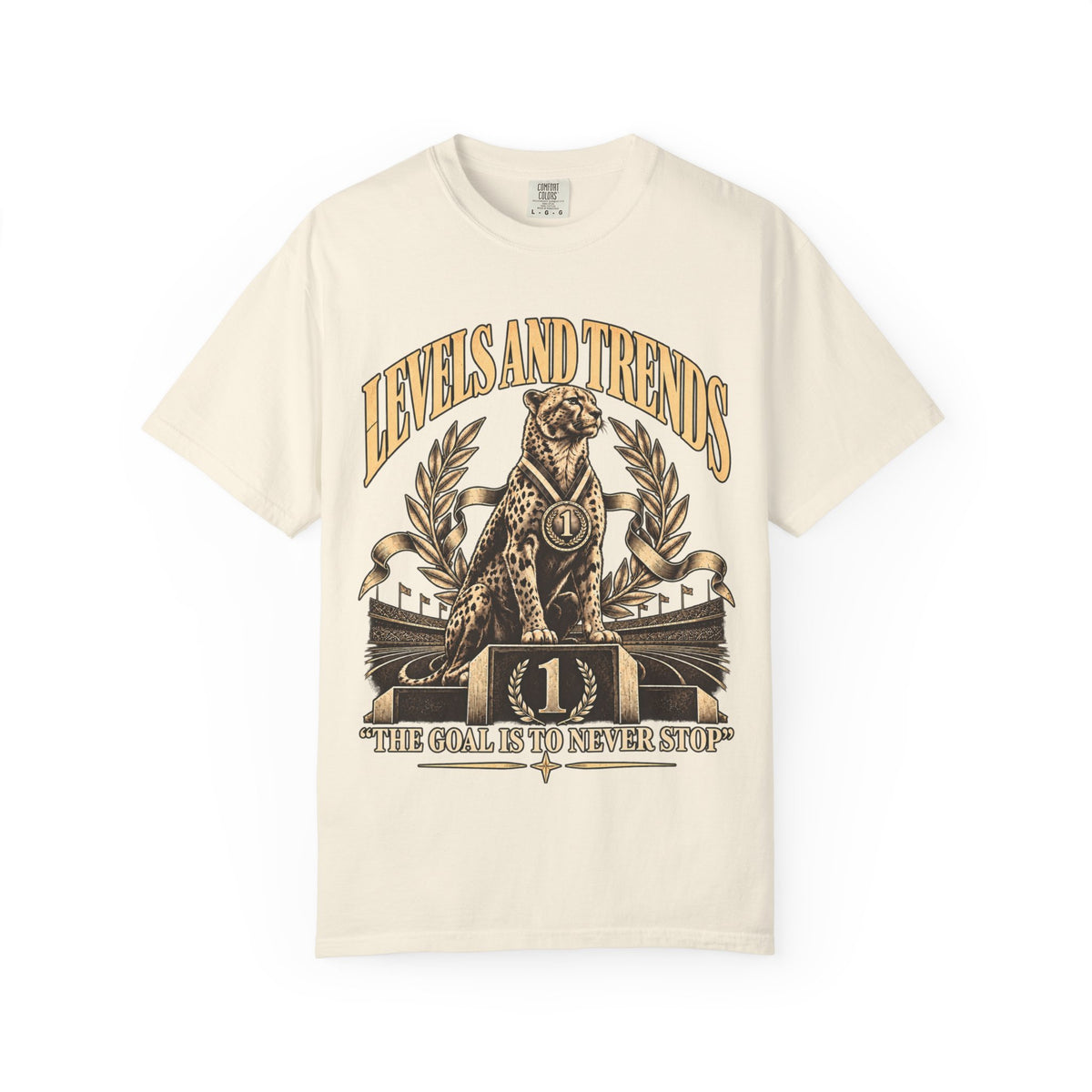 Levels and Trends "The Goal Is to Never Stop" Graphic T-Shirt