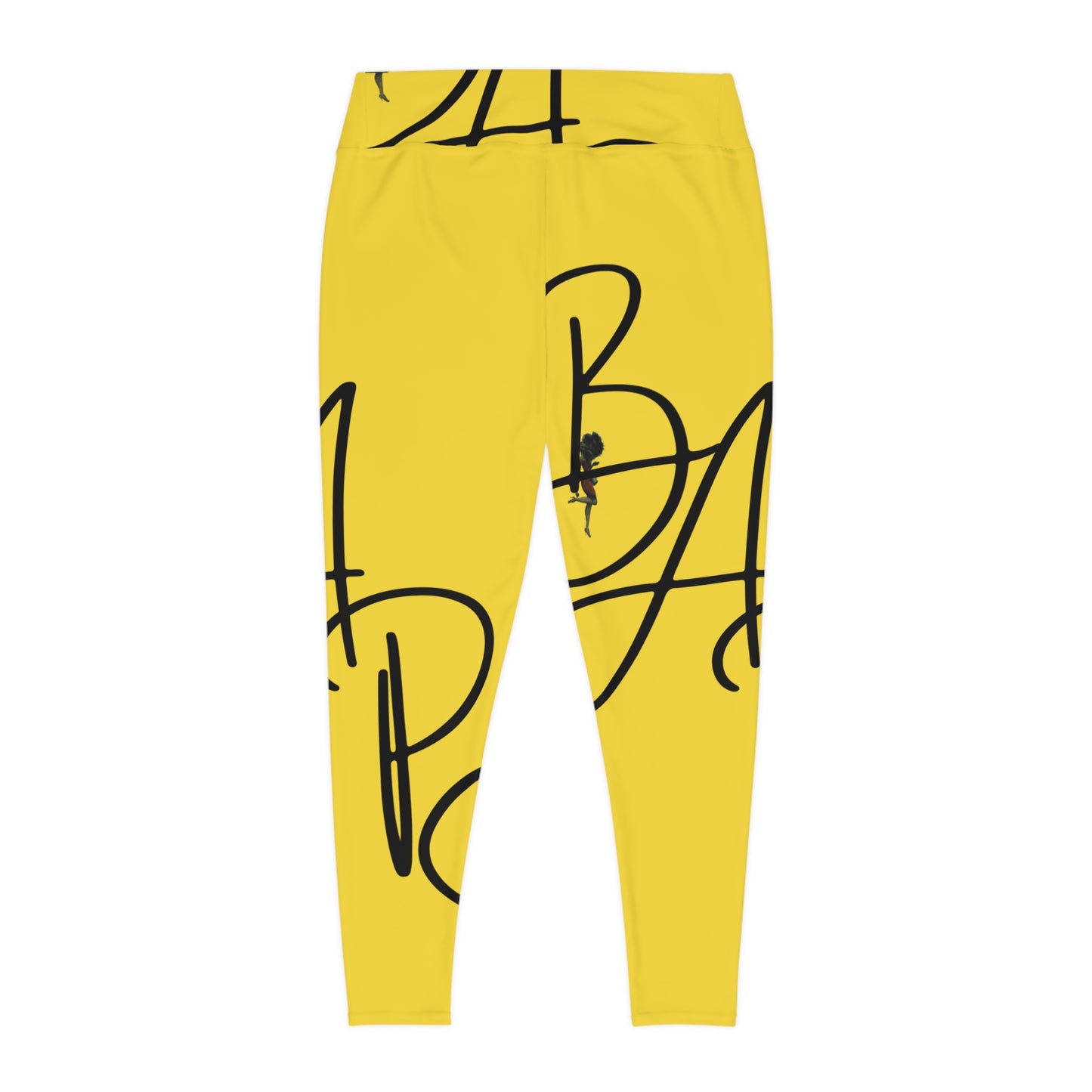 B.A.p.S-Plus Size Leggings — yellow Script Monogram All-Over Print