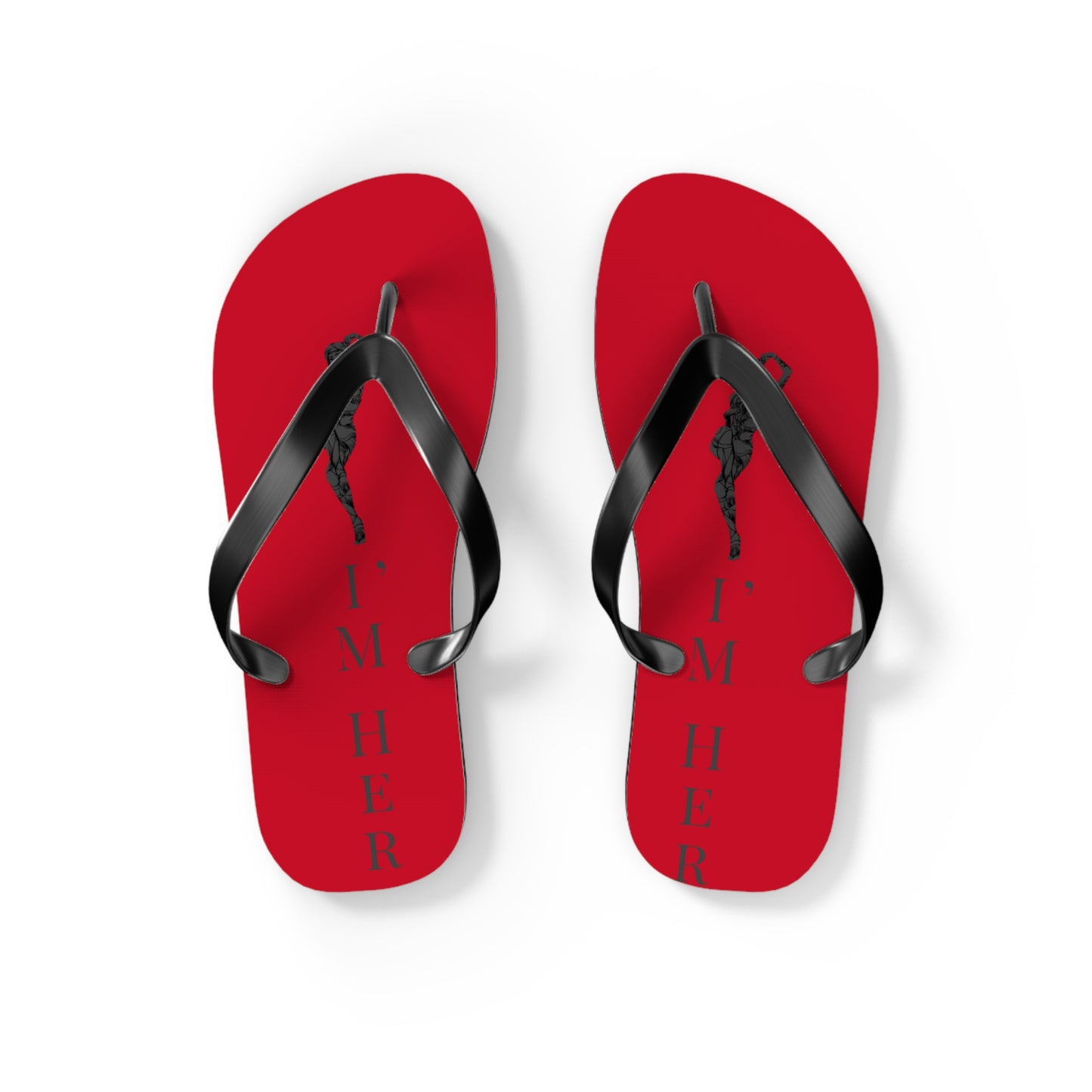 Red 'I'm Her' Flip Flops – Couples Beach Sandals