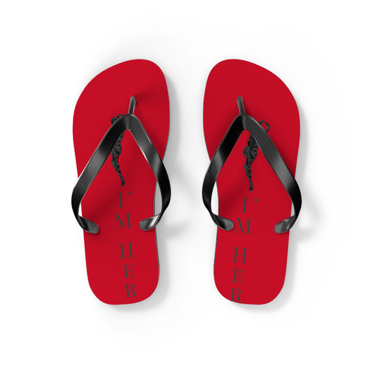 Red 'I'm Her' Flip Flops – Couples Beach Sandals