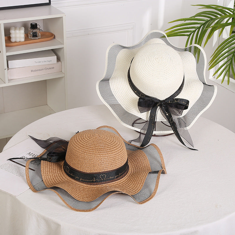 Elegant Ladies Mesh Straw Hat with Wide Brim