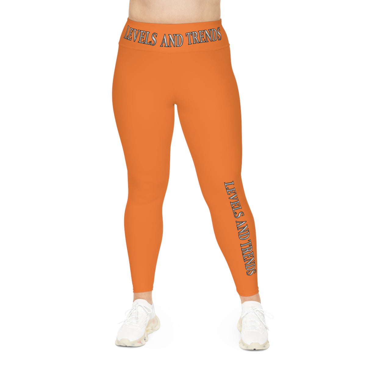 Plus Size Leggings —orange  'Levels and Trends' All-Over Print