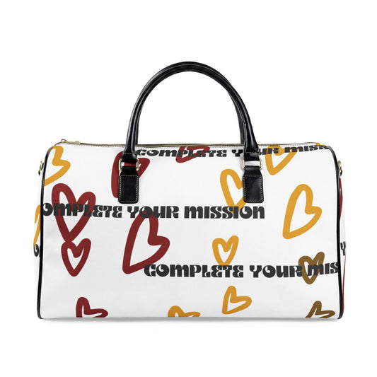 Leather Travel Bag — "COMPLETE YOUR MISSION -Graphic Weekender for Baddies