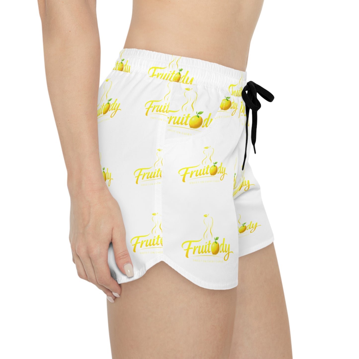 Fruitody lemon-Women's Casual Shorts — White All-Over Print