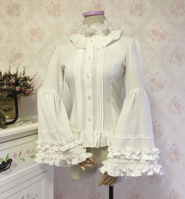 Gothic Vintage Lolita Dress with Lace Blouse and Sleeves