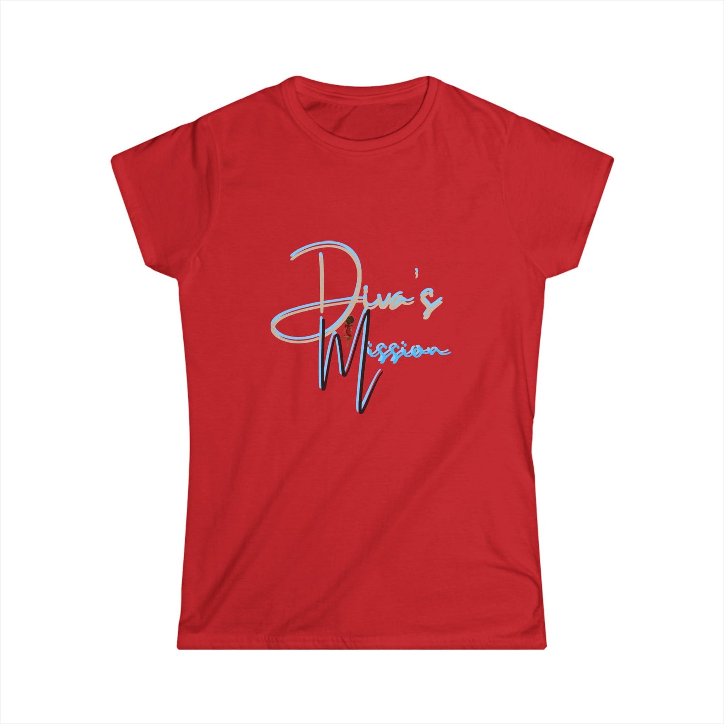 Blue Women's Tee - 'Diva's Mission' Script Logo Graphic