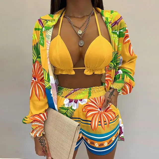 2026 Summer Women's Sexy Three-Piece Beach Outfit