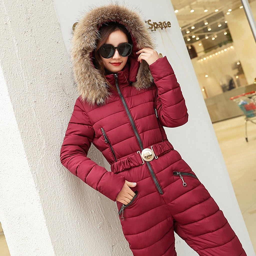 Ladies' One-Piece Cotton Ski Suit and Jumpsuit Set
