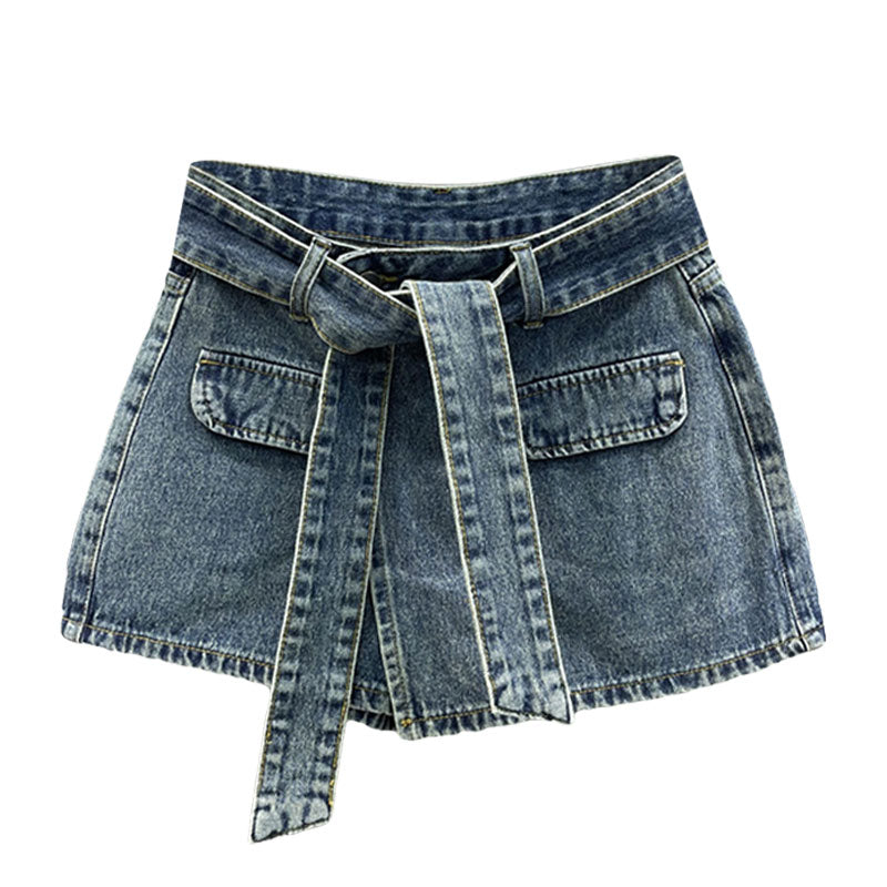Vintage Irregular Denim Skirt for Women