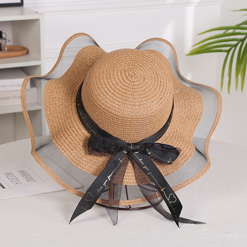 Elegant Ladies Mesh Straw Hat with Wide Brim