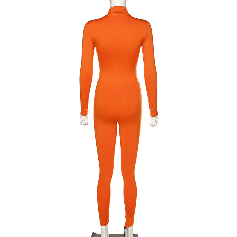 High-Waisted Zippered Reflective Jumpsuit