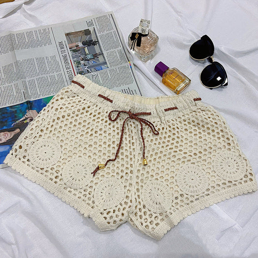 Ladies Crochet Cutout Knit Vacation Shorts